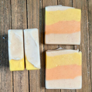 Ginger Peach Spritz scrubby handcrafted palm-free vegan soap