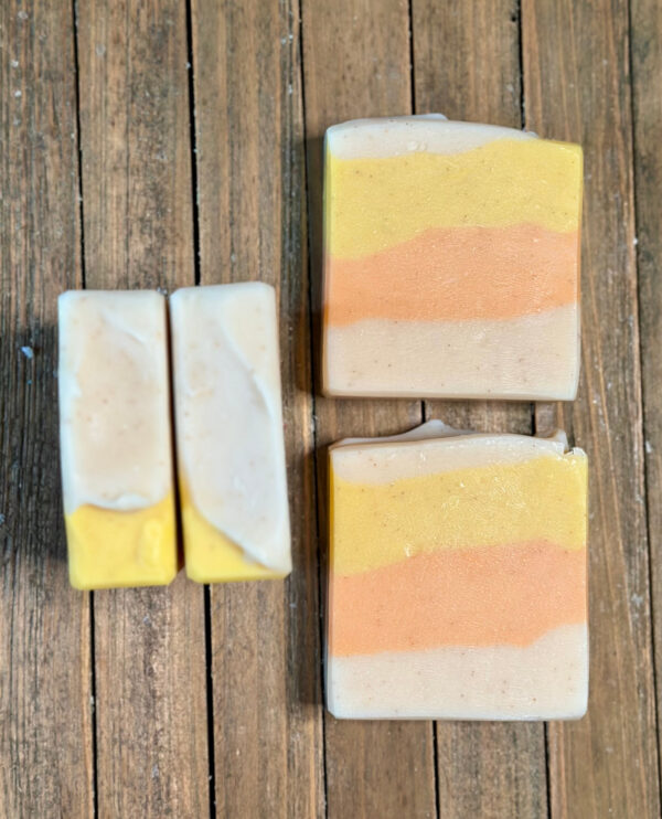 Ginger Peach Spritz scrubby handcrafted palm-free vegan soap